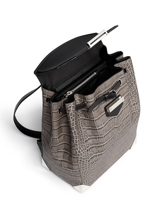 Detail View - Click To Enlarge - ALEXANDER WANG - 'Prisma' skeletal crocodileembossed leather backpack