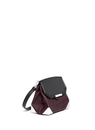Front View - Click To Enlarge - ALEXANDER WANG - Prisma croc embossed crossbody bag