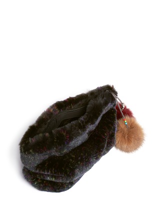 Detail View - Click To Enlarge - HOCKLEY - 'Parrot' rex rabbit pouch with fox fur pompom charm