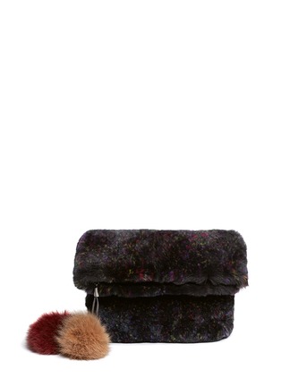 Main View - Click To Enlarge - HOCKLEY - 'Parrot' rex rabbit pouch with fox fur pompom charm