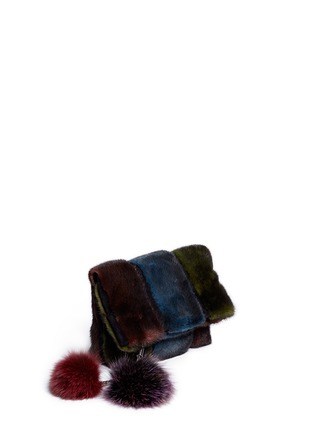 Figure View - Click To Enlarge - HOCKLEY - 'Parrot' mink pouch with fox fur pompom charm