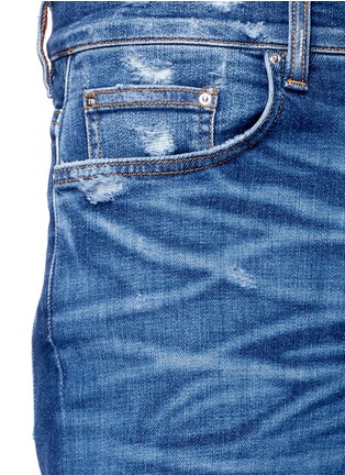 Detail View - Click To Enlarge - AMIRI - 'MX1' pleated patchwork distressed skinny jeans