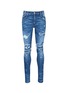 Main View - Click To Enlarge - AMIRI - 'MX1' pleated patchwork distressed skinny jeans
