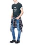 Figure View - Click To Enlarge - AMIRI - 'MX1' pleated patchwork distressed skinny jeans