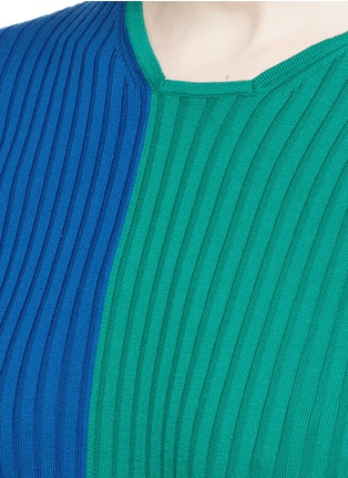 Detail View - Click To Enlarge - PORTS 1961 - Colourblock loop hem rib knit sweater