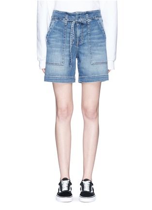 Main View - Click To Enlarge - CURRENT/ELLIOTT - 'The Chore' belted denim shorts