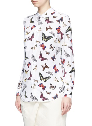 Front View - Click To Enlarge - EQUIPMENT - 'Slim Signature' butterfly print silk shirt