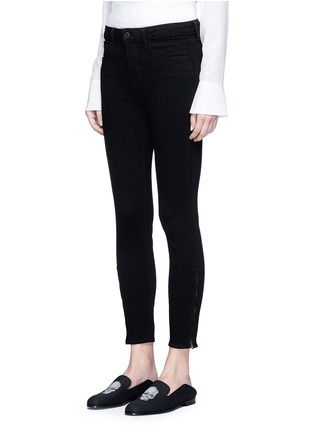 Front View - Click To Enlarge - L'AGENCE - 'Andrea' zip cuff stretch skinny jeans