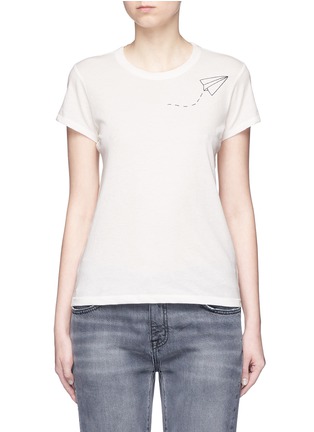 Main View - Click To Enlarge - RAG & BONE - Paper plane embroidered Pima cotton T-shirt