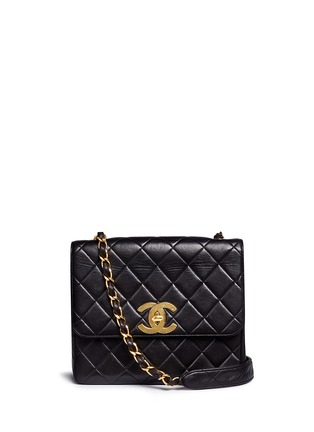 Main View - Click To Enlarge - VINTAGE CHANEL - Square quilted lambskin leather big CC flap bag