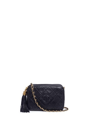 Main View - Click To Enlarge - VINTAGE CHANEL - Tassel logo quilted leather chain bag