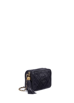 Figure View - Click To Enlarge - VINTAGE CHANEL - Tassel logo quilted leather chain bag