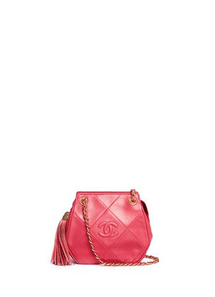 Main View - Click To Enlarge - VINTAGE CHANEL - Logo quilted lambskin leather chain bag