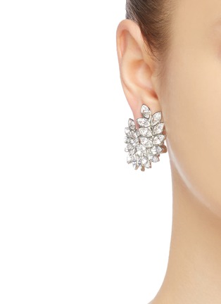 Figure View - Click To Enlarge - KENNETH JAY LANE - Glass crystal leaf clip earrings