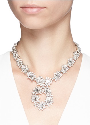 Figure View - Click To Enlarge - KENNETH JAY LANE - Glass crystal flower collar necklace