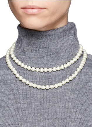 Figure View - Click To Enlarge - KENNETH JAY LANE - Glass pearl long strand necklace