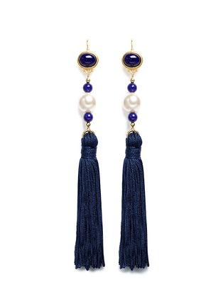 Main View - Click To Enlarge - KENNETH JAY LANE - Glass cabochon pearl tassel drop earrings