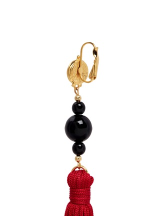 Detail View - Click To Enlarge - KENNETH JAY LANE - Glass cabochon tassel drop earrings