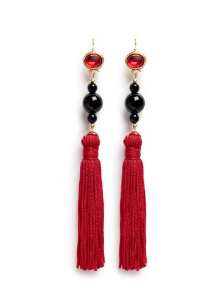 Main View - Click To Enlarge - KENNETH JAY LANE - Glass cabochon tassel drop earrings