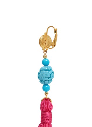 Detail View - Click To Enlarge - KENNETH JAY LANE - Carved bead tassel drop earrings