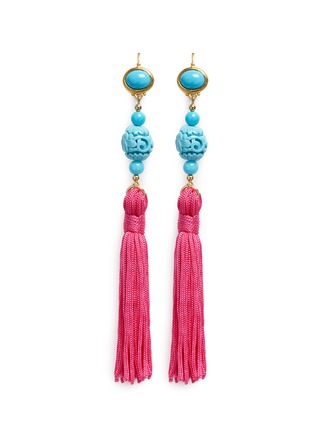 Main View - Click To Enlarge - KENNETH JAY LANE - Carved bead tassel drop earrings
