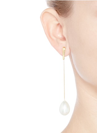 Figure View - Click To Enlarge - KENNETH JAY LANE - Glass pearl drop curb chain earrings