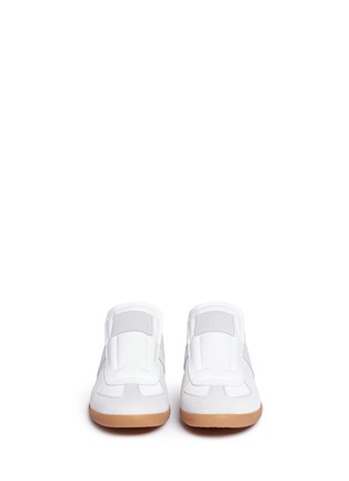 Front View - Click To Enlarge - 10673 - 'Replica' suede trim leather slip-on sneakers