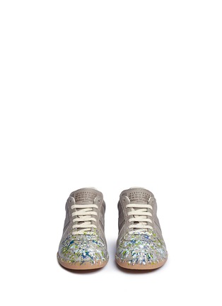 Front View - Click To Enlarge - 10673 - 'Replica' paint splash leather sneakers