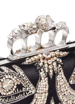 Detail View - Click To Enlarge - ALEXANDER MCQUEEN - 'Surrealist Diamante' embellished silk satin knuckle clutch