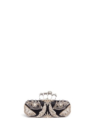 Main View - Click To Enlarge - ALEXANDER MCQUEEN - 'Surrealist Diamante' embellished silk satin knuckle clutch