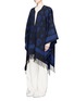 Front View - Click To Enlarge - ALEXANDER MCQUEEN - Skull jacquard wool-cashmere fringed cape