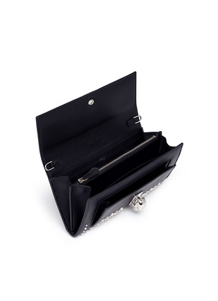 Detail View - Click To Enlarge - ALEXANDER MCQUEEN - Skull charm stud leather chain continental wallet