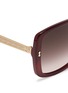 Detail View - Click To Enlarge - GUCCI - Logo temple pearlescent acetate oversize square sunglasses