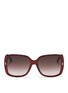 Main View - Click To Enlarge - GUCCI - Logo temple pearlescent acetate oversize square sunglasses