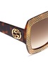 Detail View - Click To Enlarge - GUCCI - Rhinestone pavé tortoiseshell acetate oversize square sunglasses