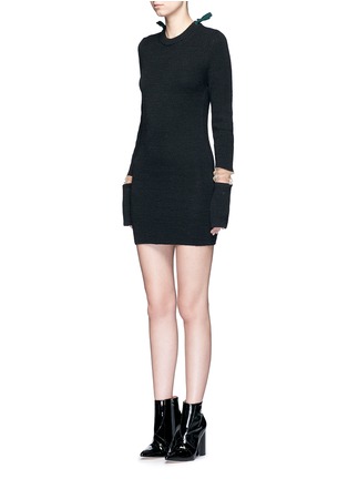 Front View - Click To Enlarge - TOGA ARCHIVES - Mesh cuff wool knit dress