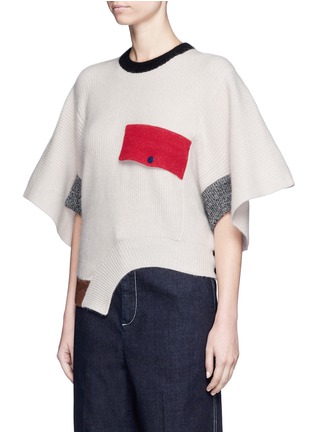 Front View - Click To Enlarge - TOGA ARCHIVES - Colourblock rib knit cape top