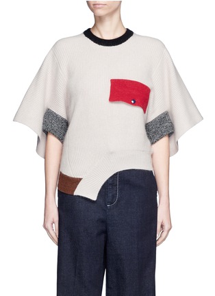 Main View - Click To Enlarge - TOGA ARCHIVES - Colourblock rib knit cape top