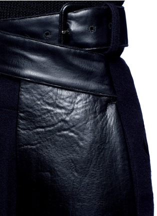 Detail View - Click To Enlarge - TOGA ARCHIVES - Crisscross faux leather belt wool blend pants