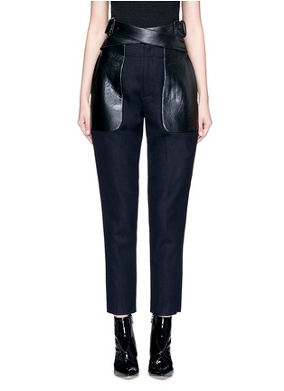 Main View - Click To Enlarge - TOGA ARCHIVES - Crisscross faux leather belt wool blend pants