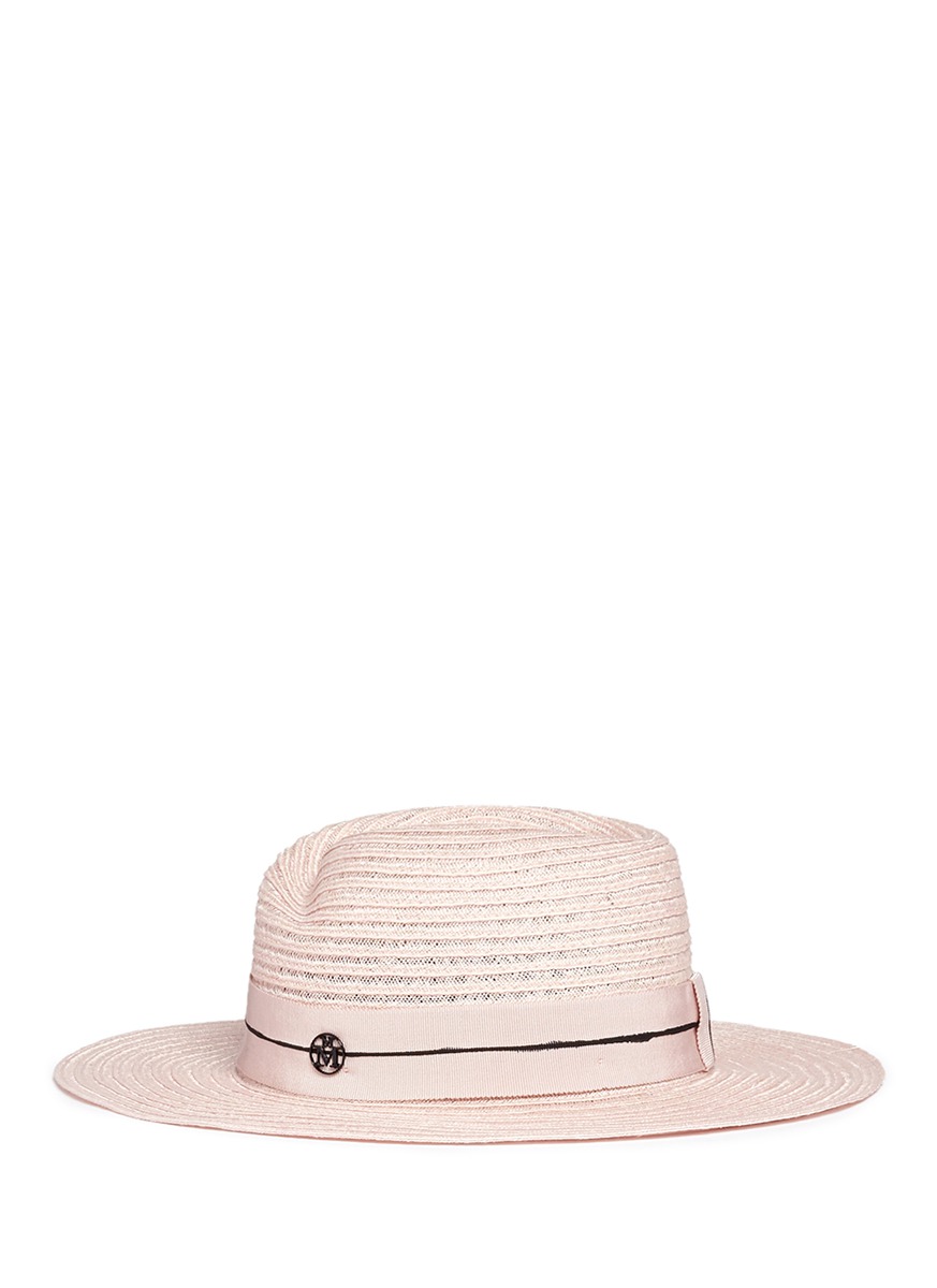MAISON MICHEL 'VIRGINIE' PETERSHAM BAND CANAPA STRAW HAT