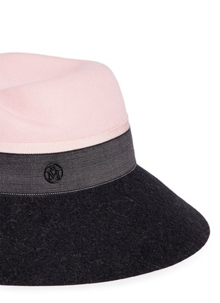 Detail View - Click To Enlarge - MAISON MICHEL - 'Rose' ribbon colourblock hare furfelt hat