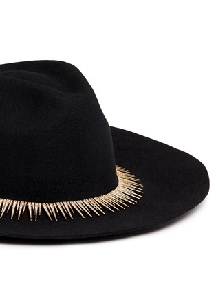 Detail View - Click To Enlarge - VENNA - Zircon pavé spike fringe felt fedora hat