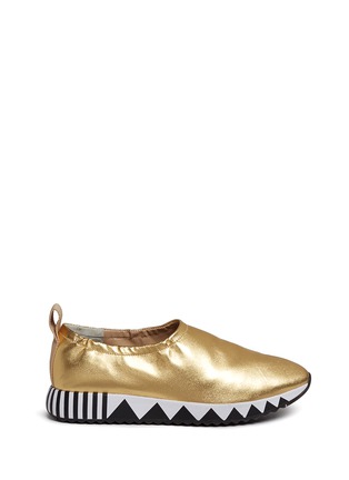 Main View - Click To Enlarge - TORY BURCH - 'Jupiter' graphic sole metallic leather slip-on sneakers