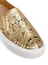 Detail View - Click To Enlarge - TORY BURCH - 'Roselle' lasercut metallic leather skate slip-ons