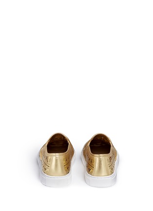 Back View - Click To Enlarge - TORY BURCH - 'Roselle' lasercut metallic leather skate slip-ons