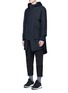 Front View - Click To Enlarge - SONG FOR THE MUTE - Pinstripe cotton-wool cocoon parka