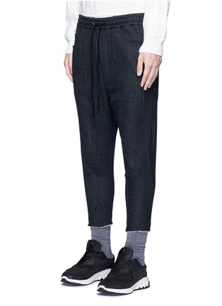Front View - Click To Enlarge - SONG FOR THE MUTE - Pinstripe cotton-wool cropped track pants