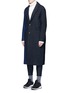 Front View - Click To Enlarge - SONG FOR THE MUTE - Colourblock insert felted wool coat