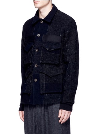 Front View - Click To Enlarge - SONG FOR THE MUTE - Check pocket wool shirt jacket
